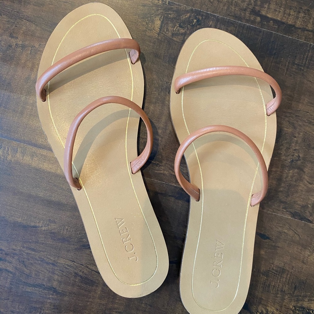 J Crew leather strappy slip on sandals